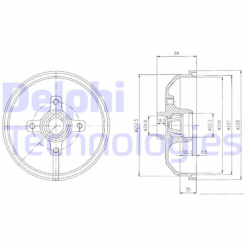 2x DELPHI Bremstrommel