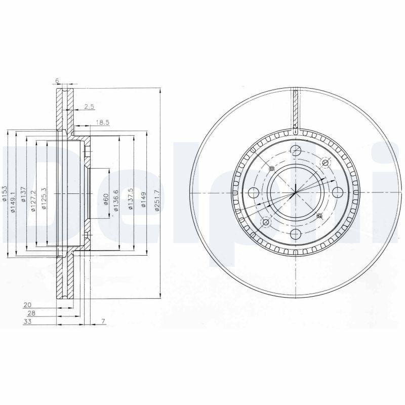 2x DELPHI Bremsscheibe BG4049C