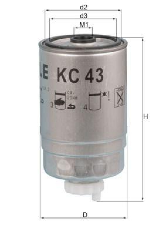 MAHLE Kraftstofffilter KC 43