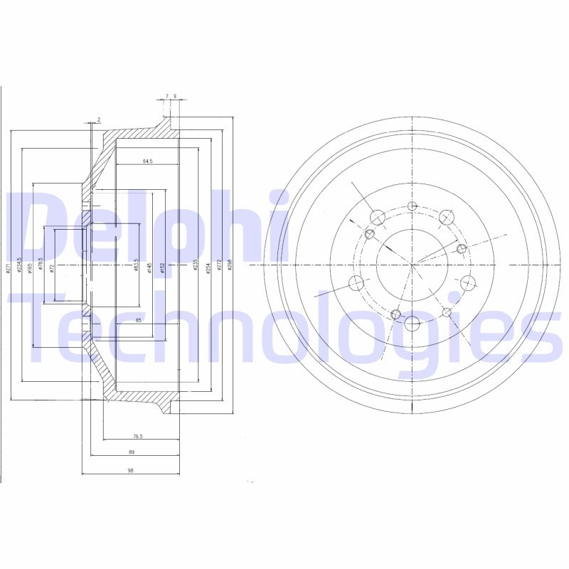 2x DELPHI Bremstrommel