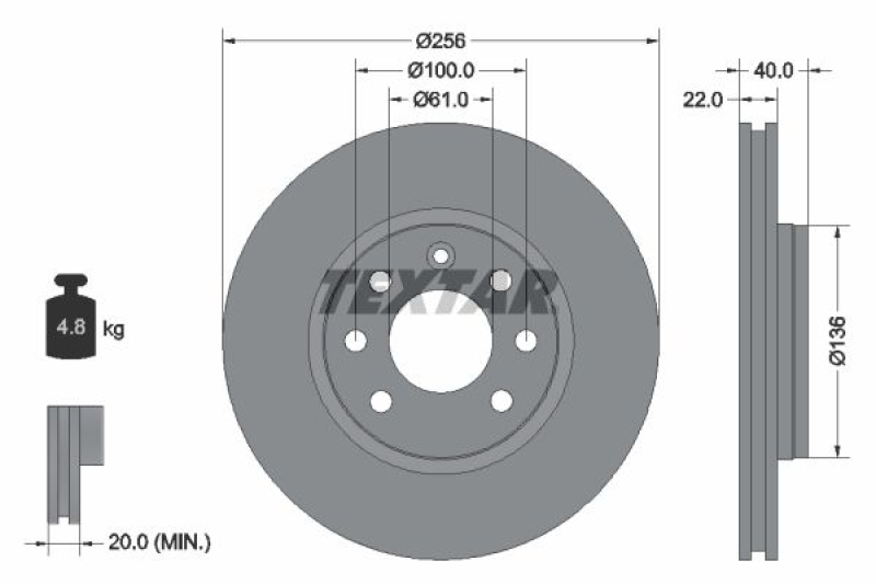 2x TEXTAR Bremsscheibe