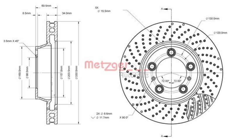 2x METZGER Bremsscheibe