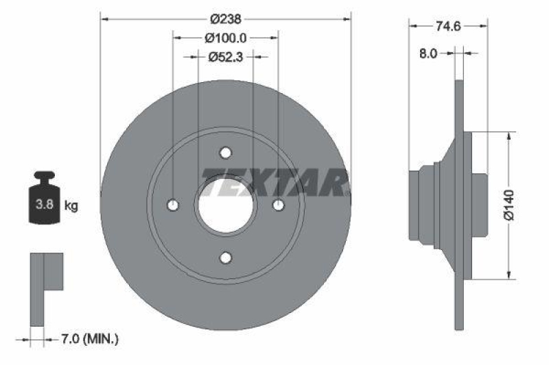 2x TEXTAR Bremsscheibe 92070300
