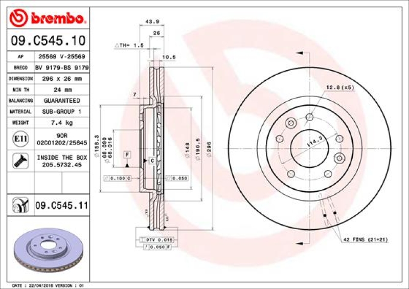 2x BREMBO Bremsscheibe PRIME LINE - UV Coated