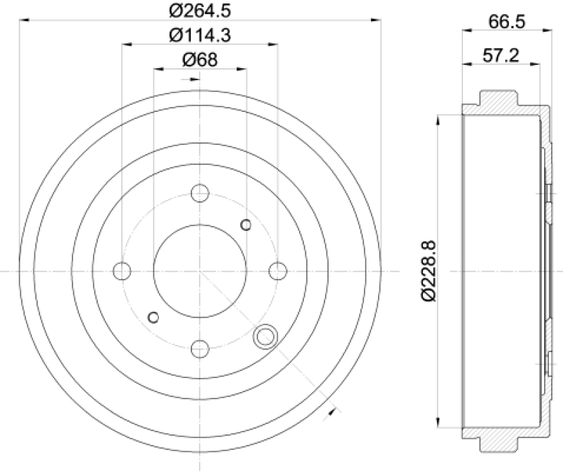 2x HELLA Brake Drum