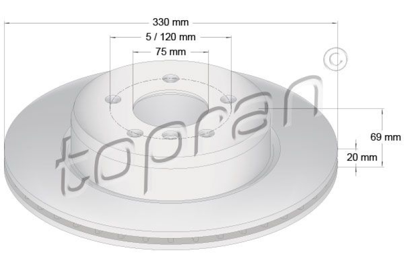 2x TOPRAN Brake Disc COATED