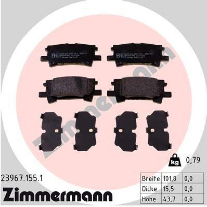 ZIMMERMANN Bremsbelagsatz, Scheibenbremse 23967.155.1