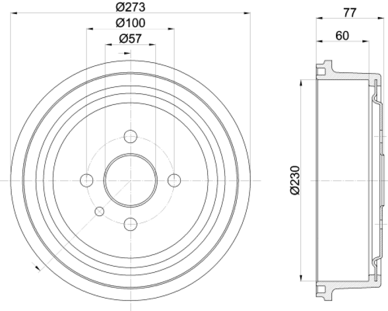 2x HELLA Brake Drum