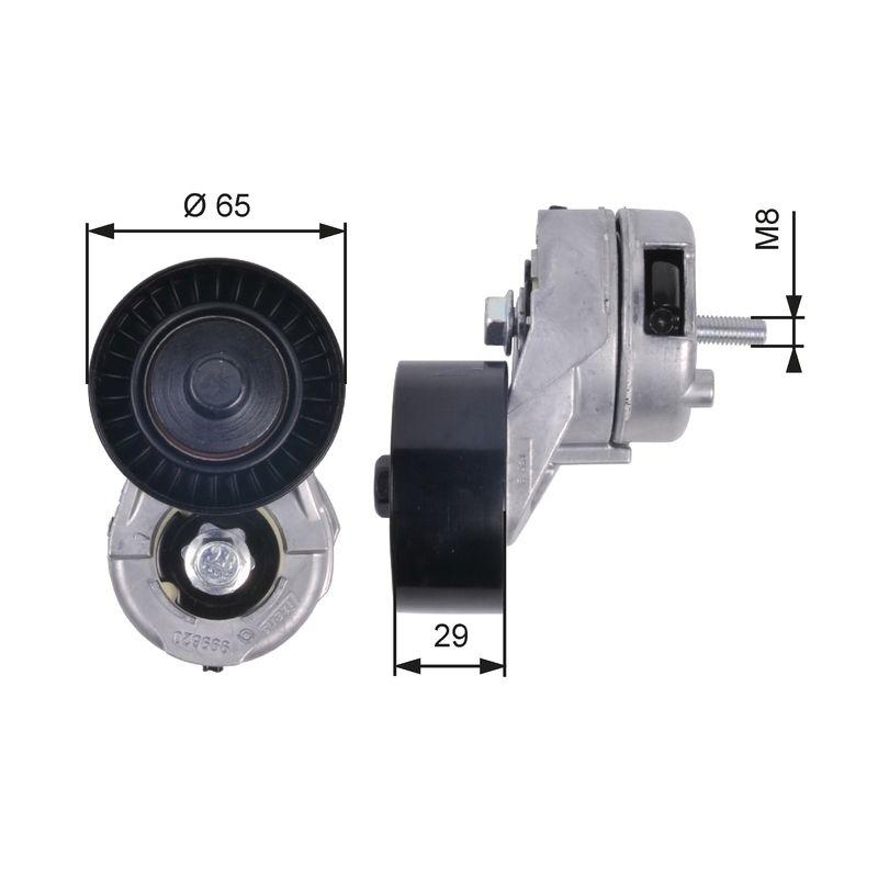 GATES Tensioner Pulley, V-ribbed belt DriveAlign®