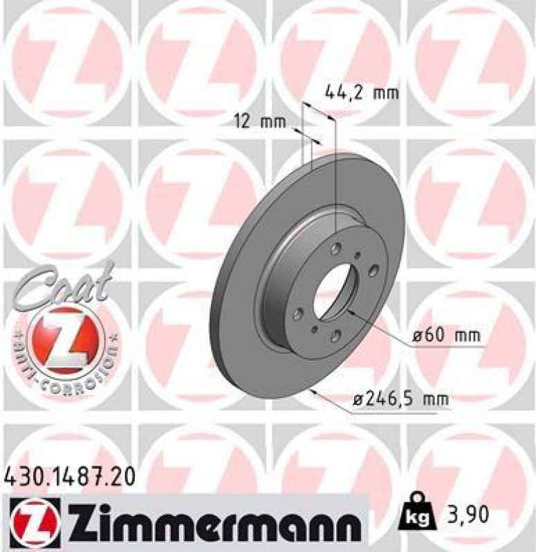 2x Zimmermann Bremsscheiben Coat Z Ø246mm Vorne passend für Opel Agila Suzuki R+ 430.1487.20