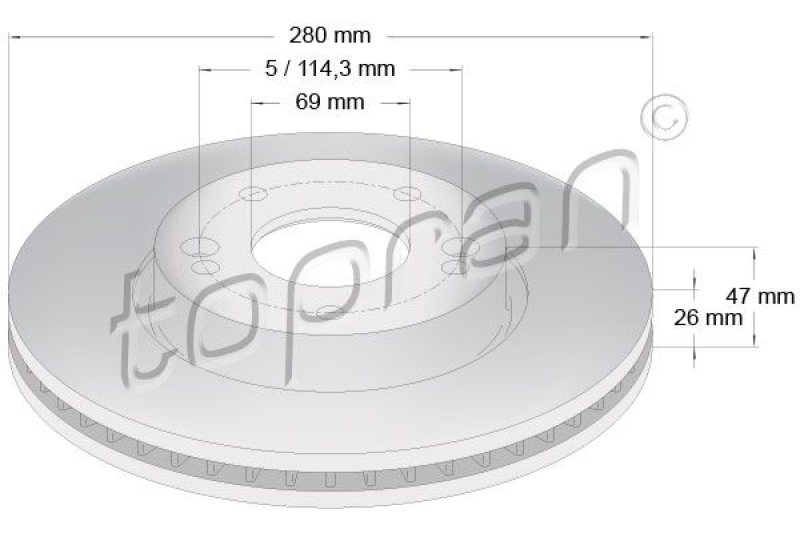 2x TOPRAN Bremsscheibe COATED