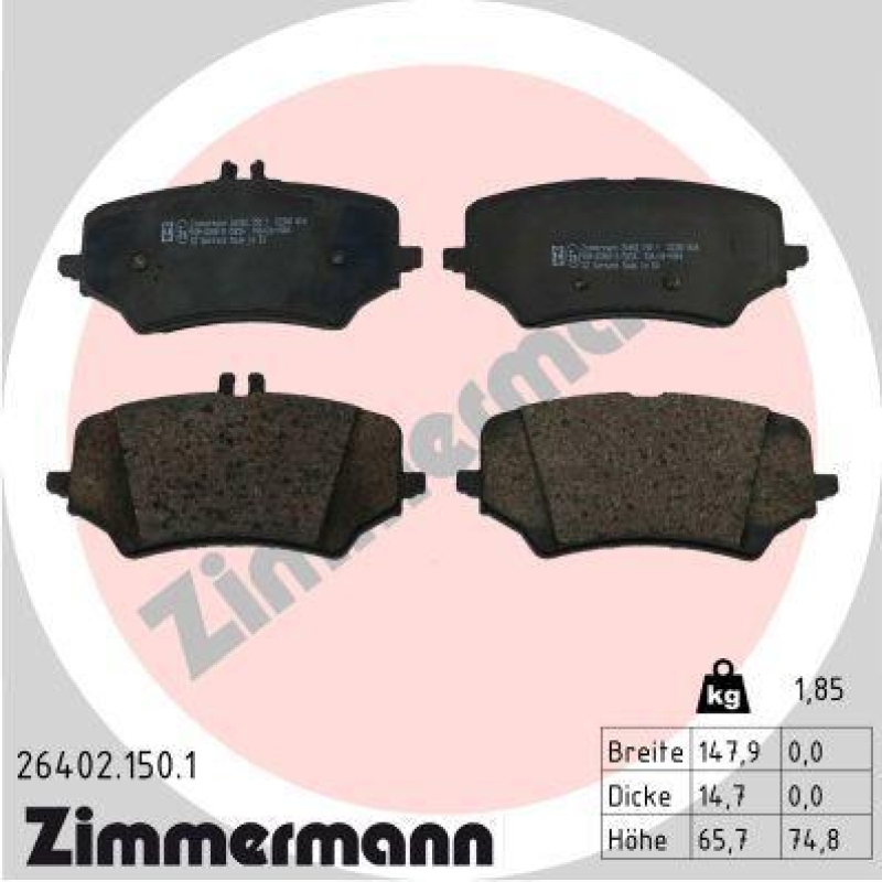 ZIMMERMANN Bremsbelagsatz, Scheibenbremse 26402.150.1