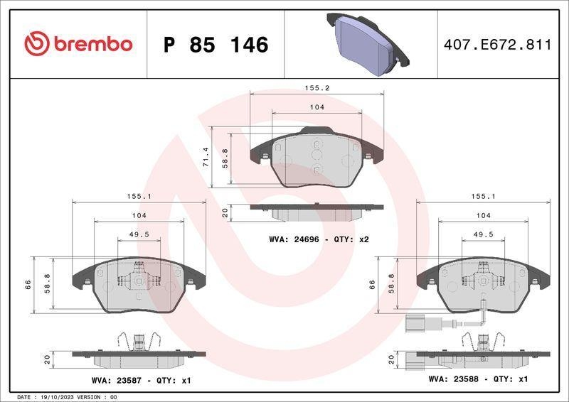Brembo Bremsscheiben 288mm + Bremsbeläge Vorne passend für VW Golf ...