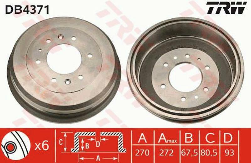 2x TRW Bremstrommel DB4371