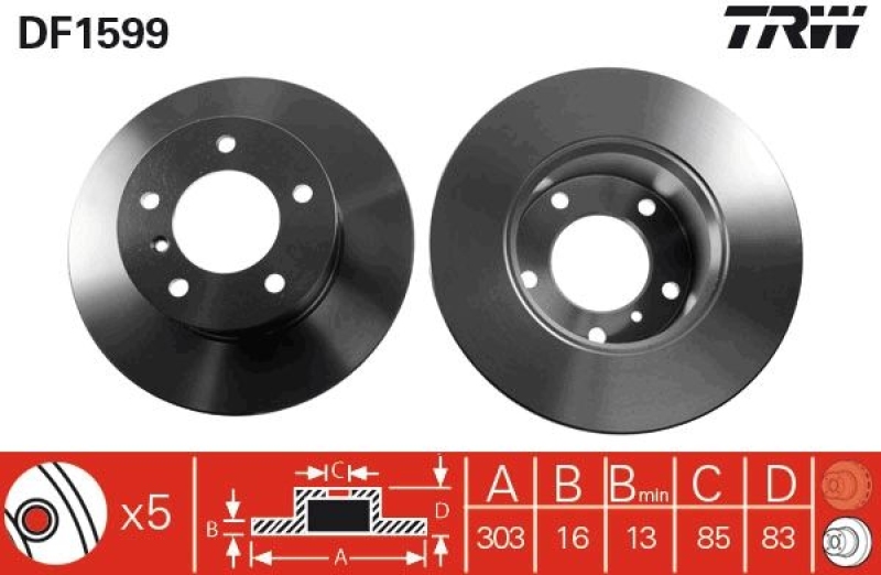 2x TRW Brake Disc
