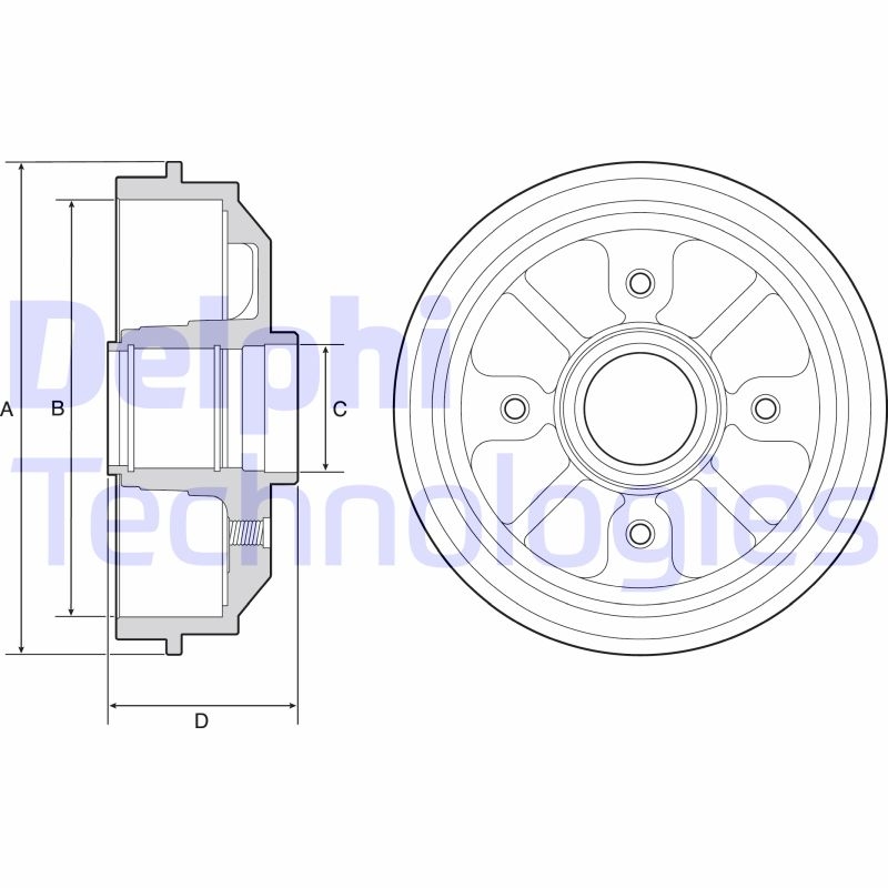2x DELPHI Bremstrommel BF282