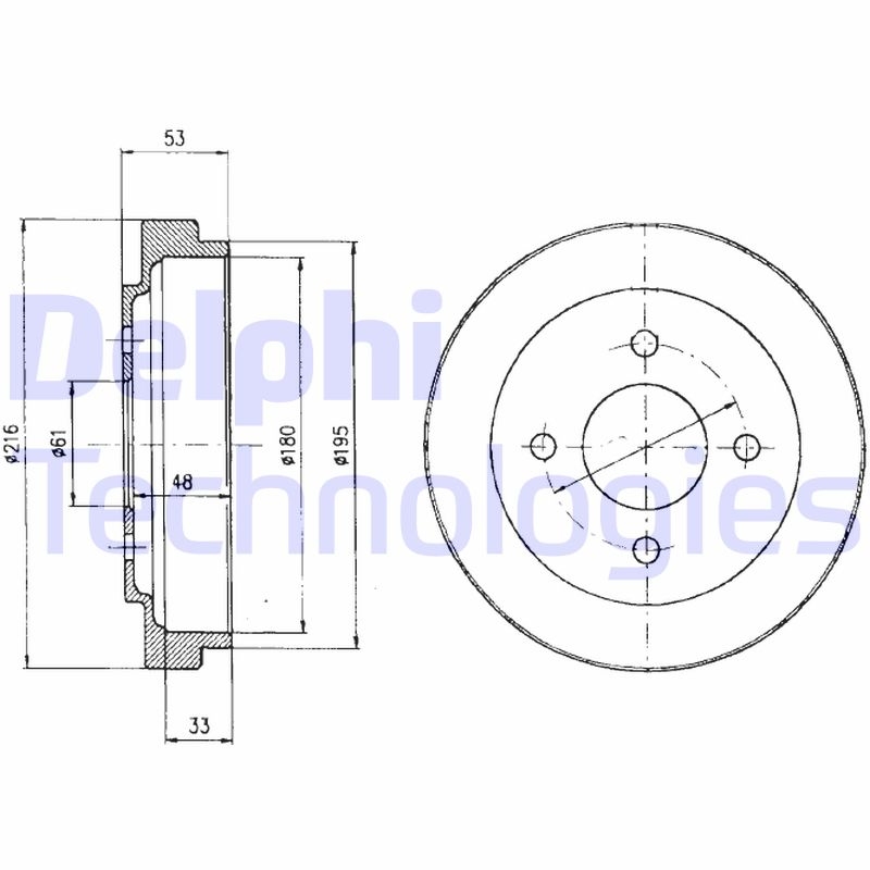 2x DELPHI Bremstrommel BF303