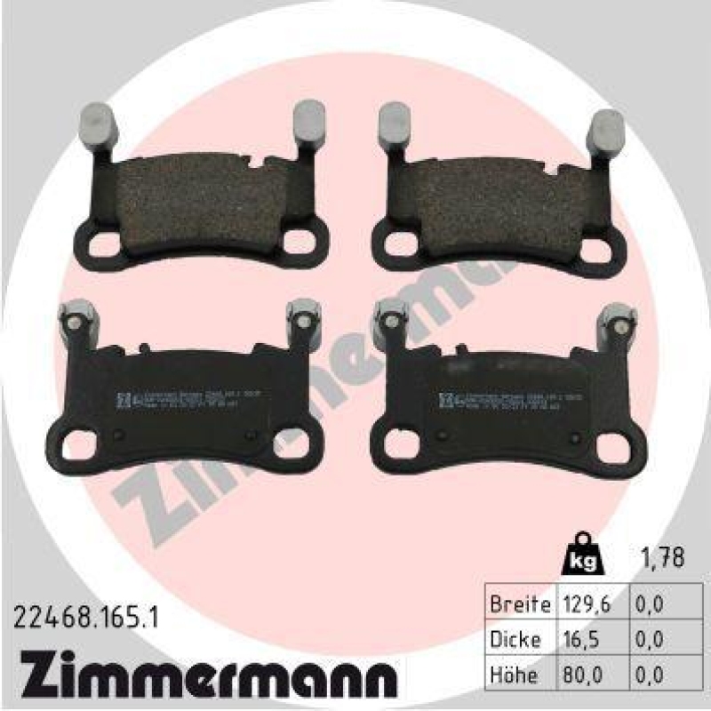 ZIMMERMANN Bremsbelagsatz, Scheibenbremse 22468.165.1