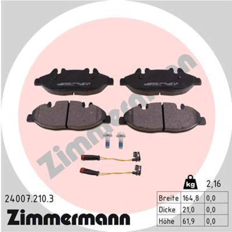 ZIMMERMANN Brake Pad Set, disc brake