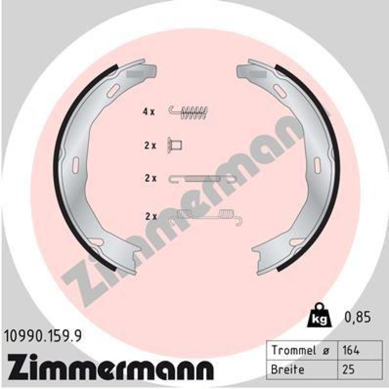 ZIMMERMANN Brake Shoe Set, parking brake