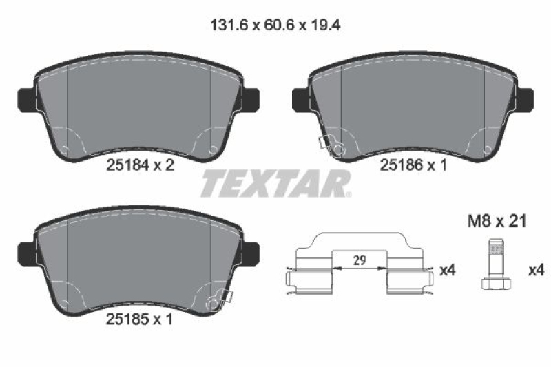 TEXTAR Bremsbelagsatz, Scheibenbremse Q+