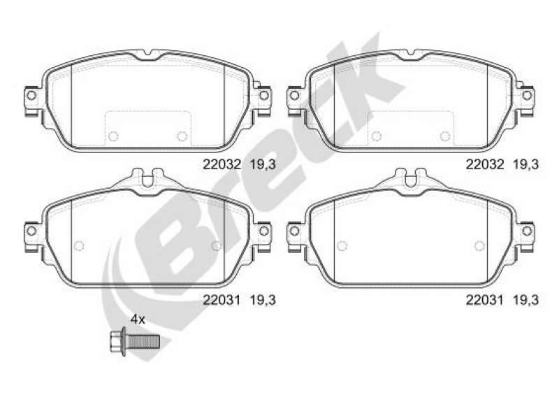 BRECK Bremsbelagsatz, Scheibenbremse