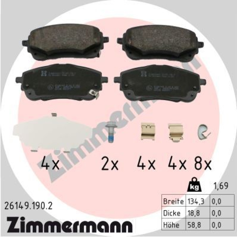 ZIMMERMANN Bremsbelagsatz, Scheibenbremse
