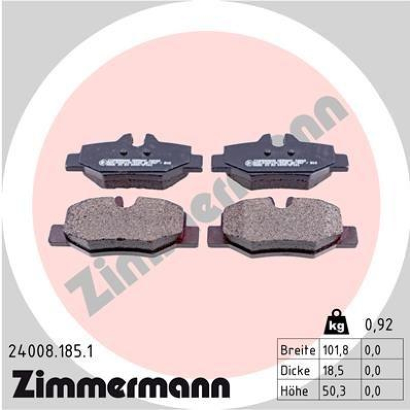 ZIMMERMANN Bremsbelagsatz, Scheibenbremse 24008.185.1