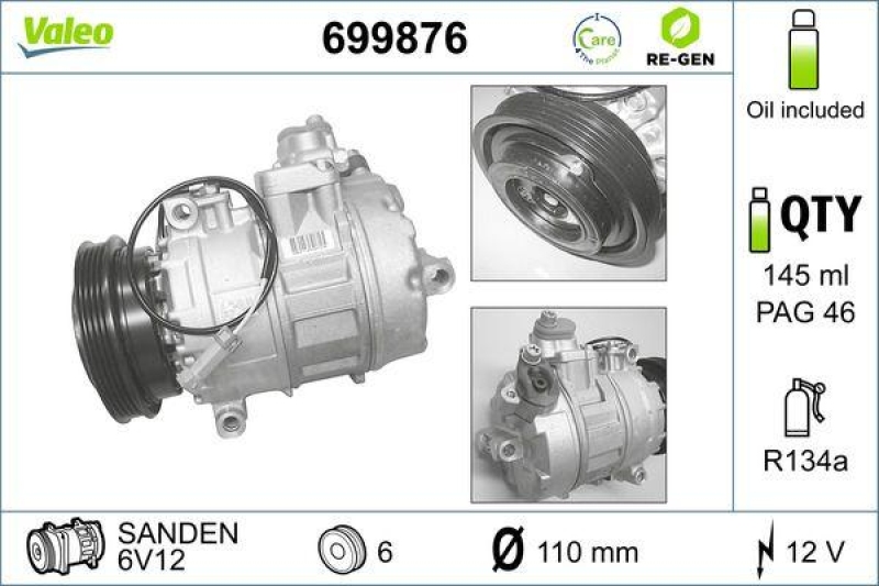 VALEO Kompressor, Klimaanlage VALEO RE-GEN AT