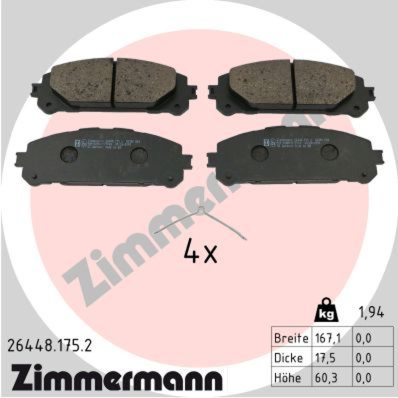 ZIMMERMANN Bremsbelagsatz, Scheibenbremse