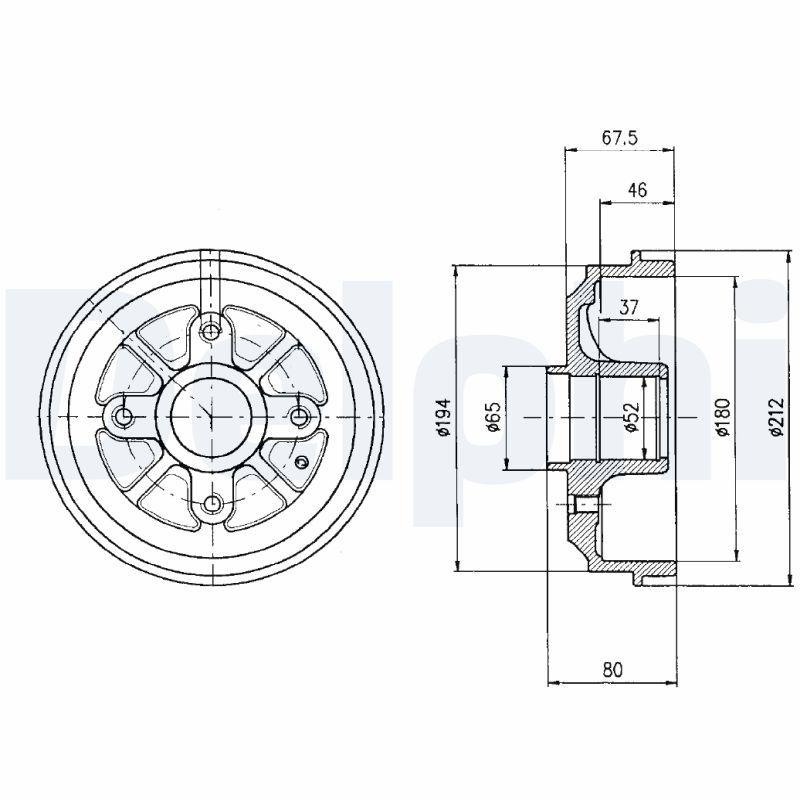 2x DELPHI Bremstrommel BF324