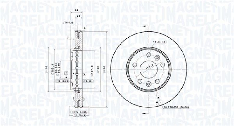 2x MAGNETI MARELLI Bremsscheibe
