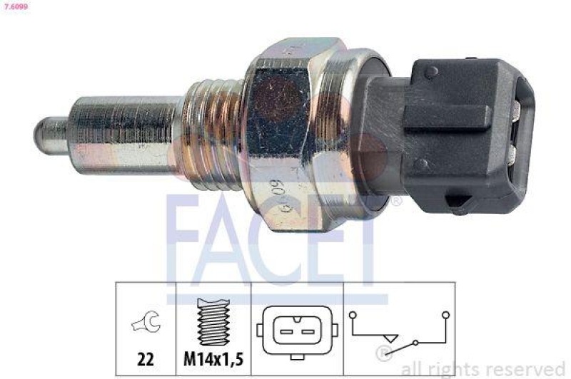 FACET Switch, reverse light Made in Italy - OE Equivalent