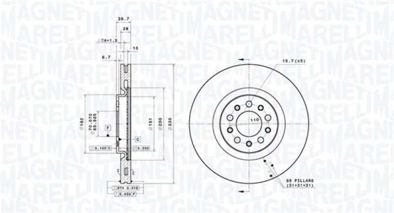 2x MAGNETI MARELLI Bremsscheibe