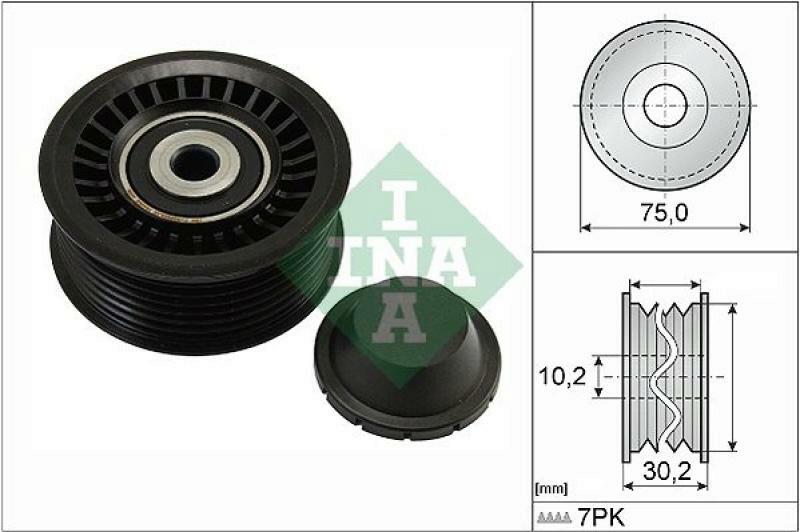 INA Deflection/Guide Pulley, v-ribbed belt