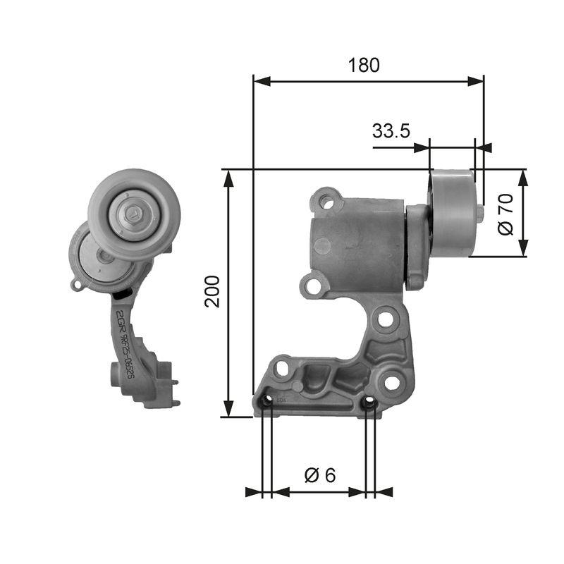 GATES Tensioner Pulley, V-ribbed belt DriveAlign®
