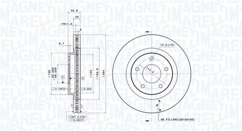 2x MAGNETI MARELLI Bremsscheibe
