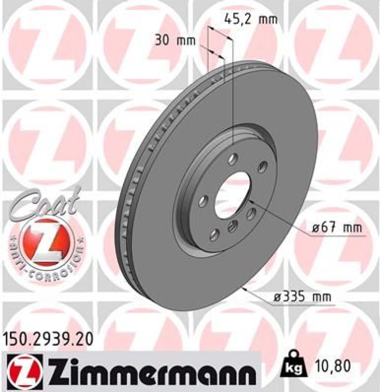 2x ZIMMERMANN Bremsscheibe COAT Z