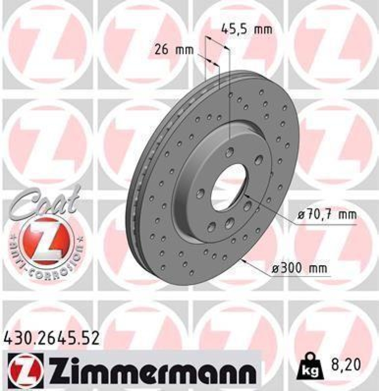 2x ZIMMERMANN Bremsscheibe SPORT COAT Z