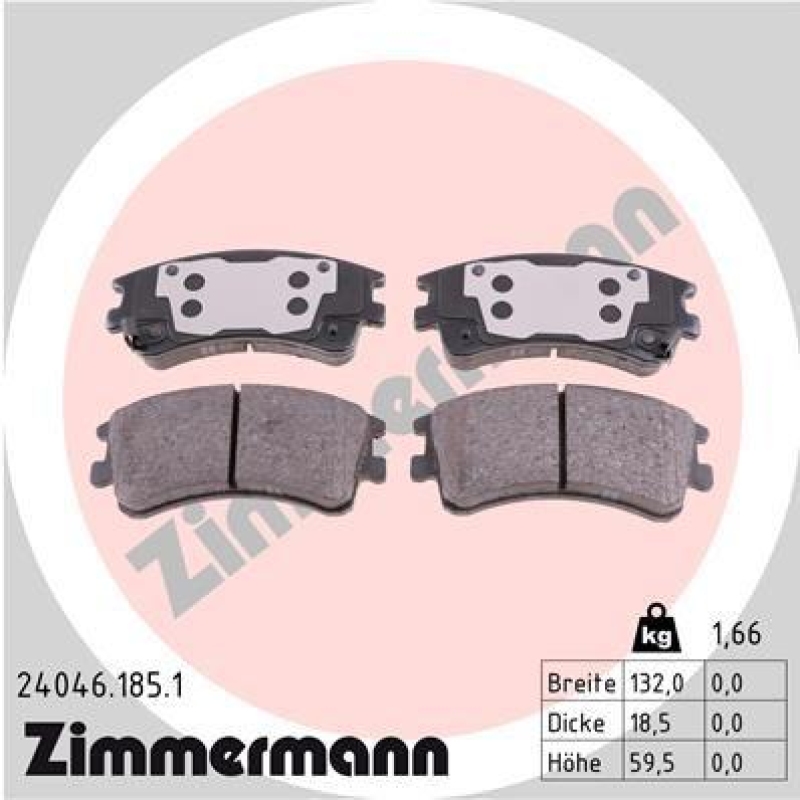 ZIMMERMANN Bremsbelagsatz, Scheibenbremse 24046.185.1