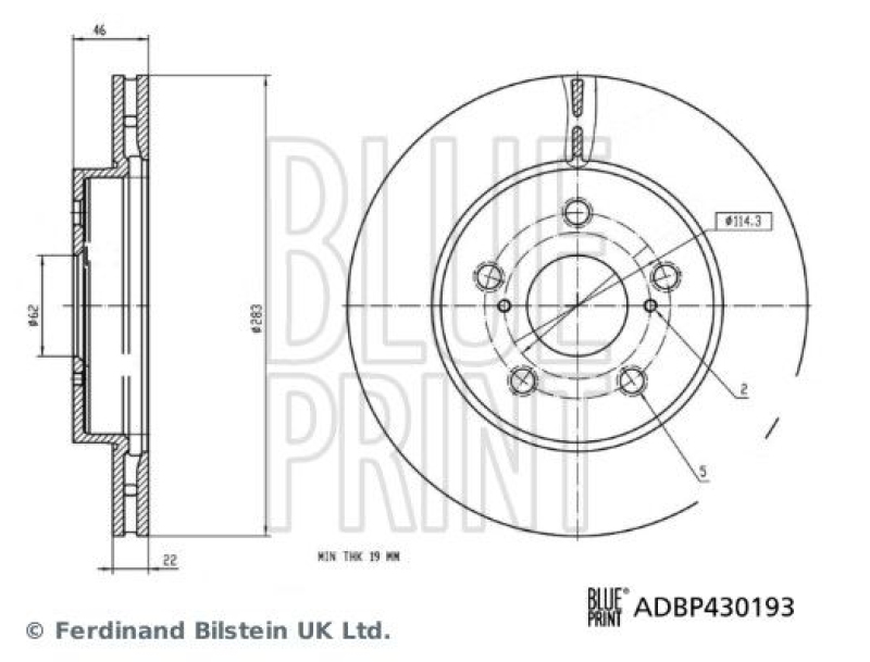 2x BLUE PRINT Bremsscheibe ADBP430193