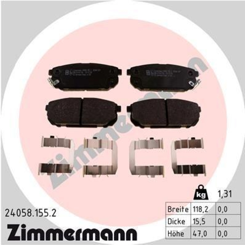 ZIMMERMANN Bremsbelagsatz, Scheibenbremse 24058.155.2