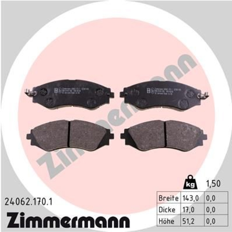 ZIMMERMANN Bremsbelagsatz, Scheibenbremse