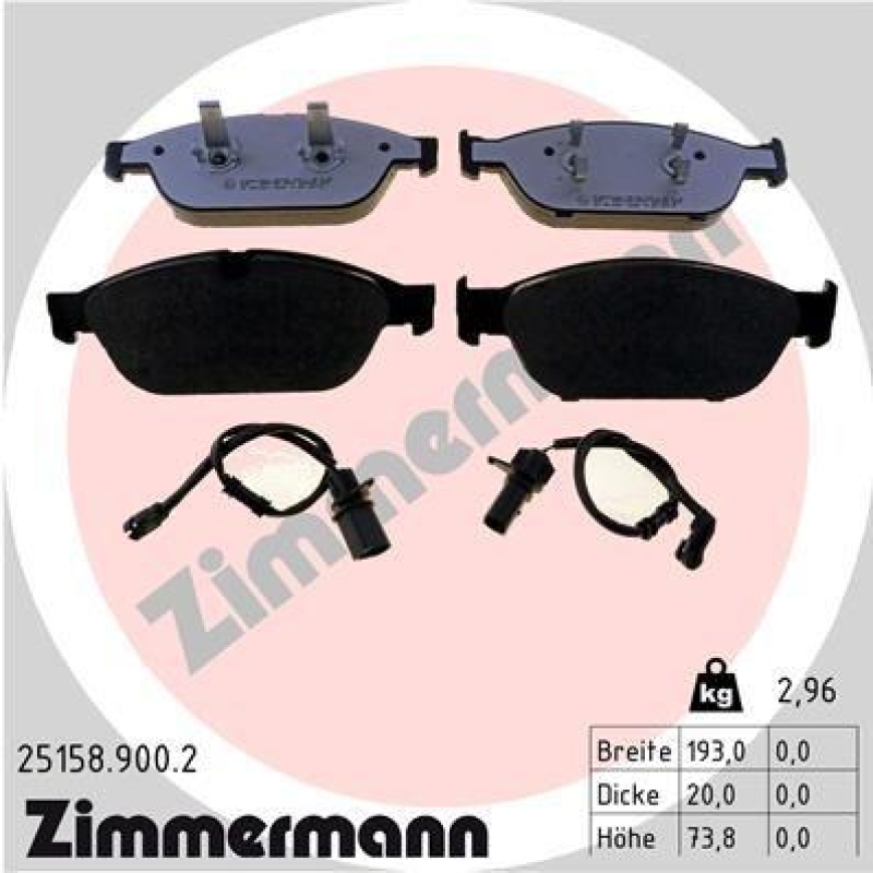 ZIMMERMANN Bremsbelagsatz, Scheibenbremse rd:z 25158.900.2