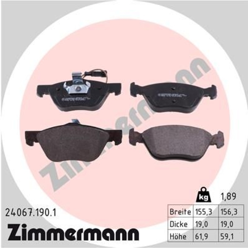 ZIMMERMANN Bremsbelagsatz, Scheibenbremse