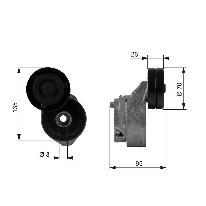 GATES Tensioner Pulley, V-ribbed belt DriveAlign®