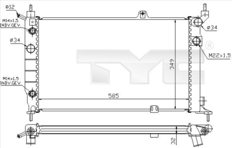 Radiator, engine cooling