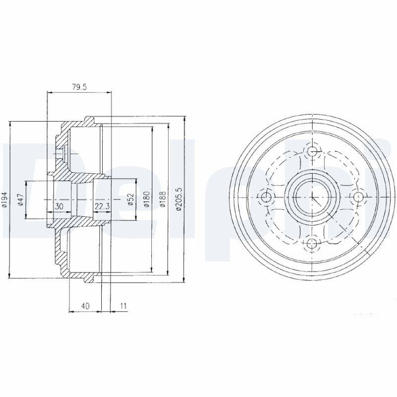 2x DELPHI Bremstrommel