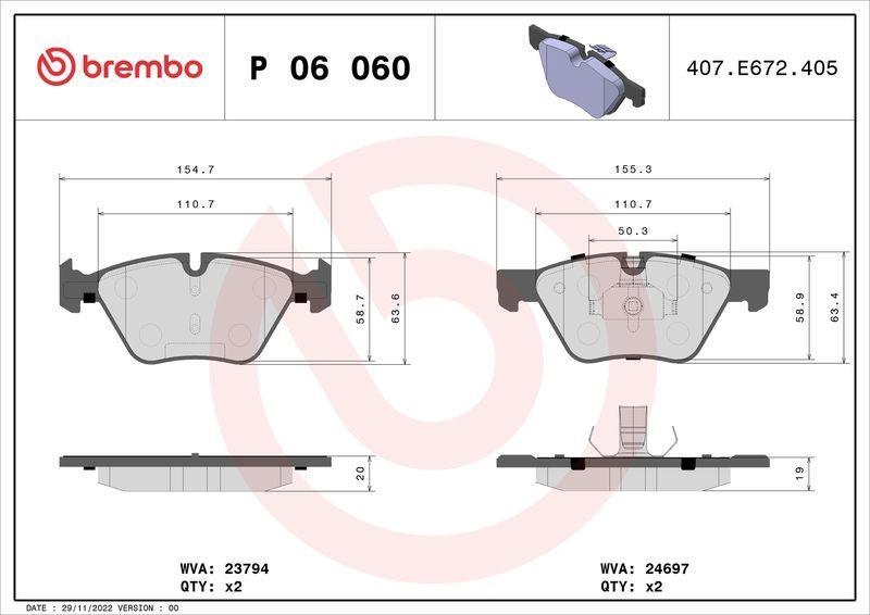 BREMBO Bremsbelagsatz, Scheibenbremse PRIME LINE