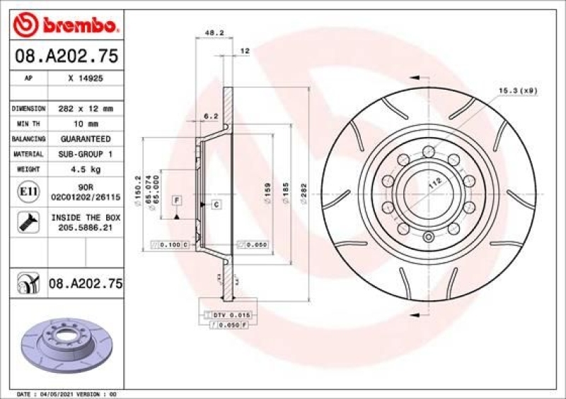 2x BREMBO Bremsscheibe XTRA LINE - Max